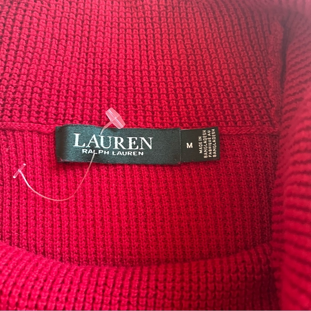 Lauren Ralph Lauren Red Cowl Neck Cotton Sweater Size M - Picture 7 of 11